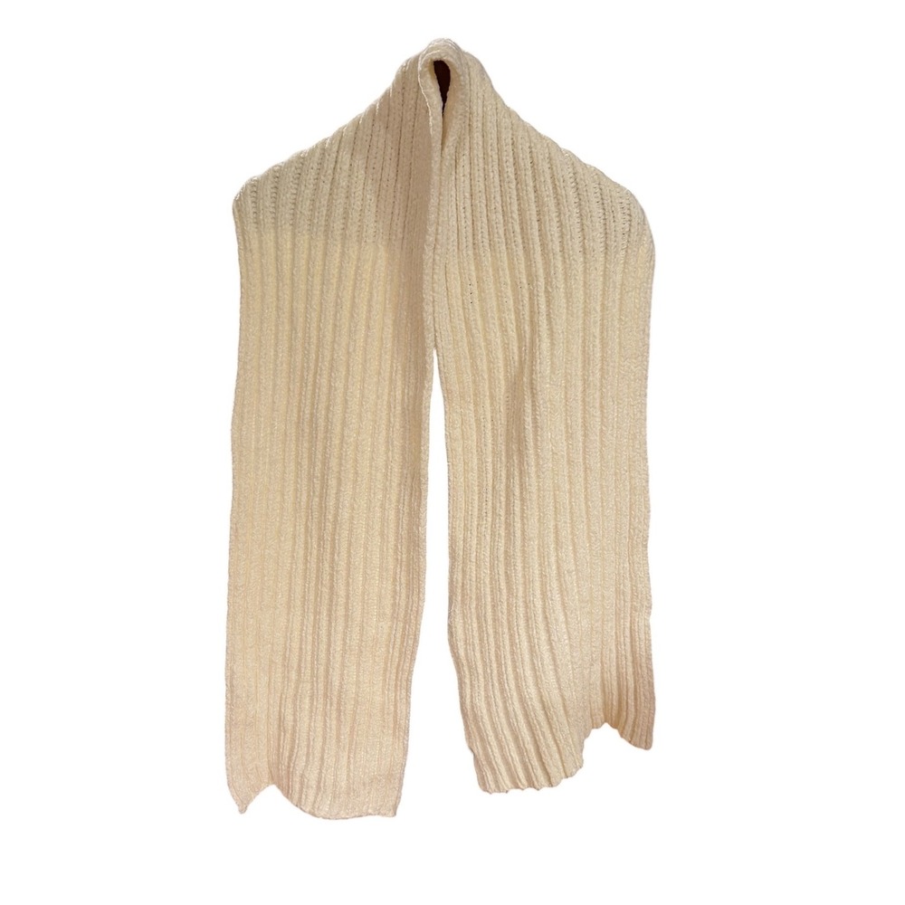 Talbots Outlet Cream Chenille Scarf Ribbed Knit Ivory Winter Wrap New NWT